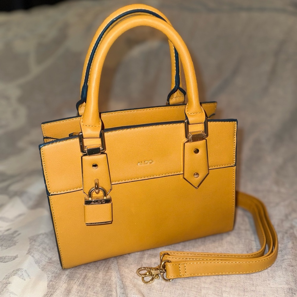 NEW Aldo Mustard Yellow Satchel Bag